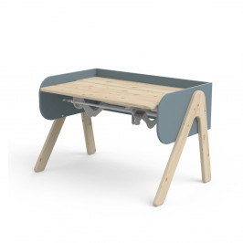 Modro-hnedý písací stôl z borovicového dreva s nastaviteľnou výškou Flexa Woody