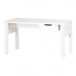 Biely písací stôl z brezového dreva s nastaviteľnou výškou Flexa