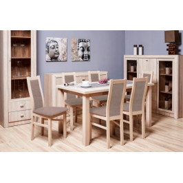 Agáta - Set 6x stolička, 1x stôl + rozklad (sonoma/nubuk 26W)